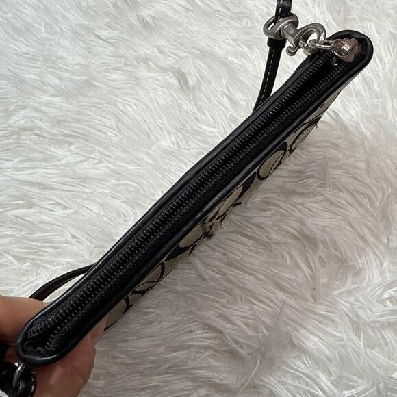 COACH Black and Gray Signature Canvas Wristlet - Picture 4 of 6